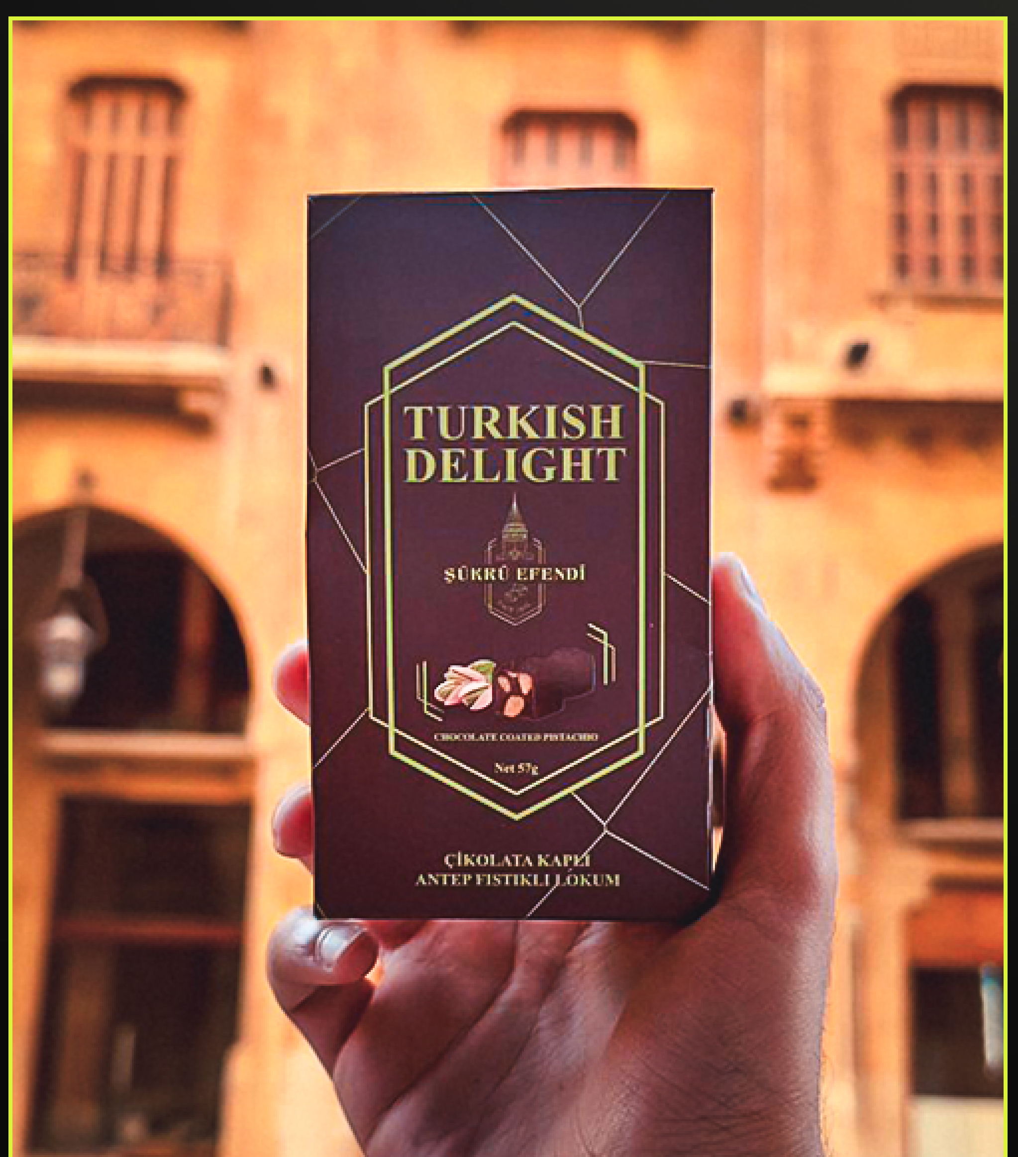 Turkish delight packaging in hand